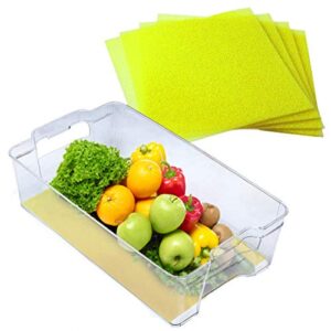 Dualplex® Fridge Liners - Refrigerator Liner Drawers or Shelves - 4 Pack Fridge Mats Washable - 12” x 15” - Fruit & Veggie Life Extender Liner - Fresh Produce Mat - Drawer Shelf Bins Liners (Yellow)