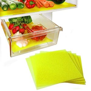 Dualplex® Fridge Liners - Refrigerator Liner Drawers or Shelves - 4 Pack Fridge Mats Washable - 12” x 15” - Fruit & Veggie Life Extender Liner - Fresh Produce Mat - Drawer Shelf Bins Liners (Yellow)