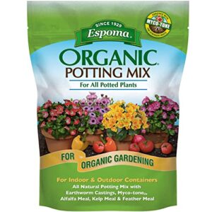espoma organic potting soil mix – all natural potting mix for all indoor & outdoor containers including herbs & vegetables. for organic gardening, 8qt. bag. pack of 1