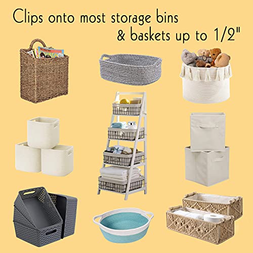 18 Pack Metal Pantry Baskets Labels Clips On for Storage Bins with 4 White Chalk Markers, Organization and Storage Baskets Labels Clips, Kitchen Bins Tags Chalkboard Labels for Baskets