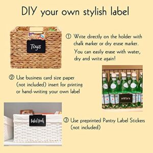 18 Pack Metal Pantry Baskets Labels Clips On for Storage Bins with 4 White Chalk Markers, Organization and Storage Baskets Labels Clips, Kitchen Bins Tags Chalkboard Labels for Baskets