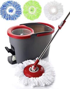 simpli-magic 79349 spin mop kit with three mop heads included,16 x 11 x 11 inches, red/black