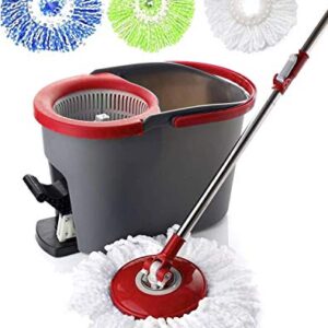 Simpli-Magic 79349 Spin Mop Kit with Three Mop Heads Included,16 x 11 x 11 inches, Red/Black