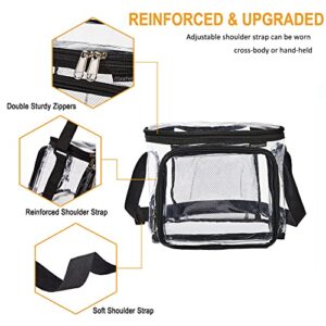 Clearworld Stadium Approved Clear Lunch Bag,See Through Lunch Box with Adjustable Strap and Front Zipper Pocket,Easy to Clean and Water Resistant Tote Bag for Work, School, Concerts,Sports