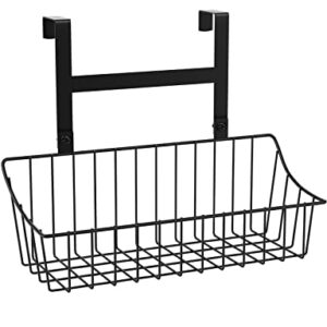 MaraFansie Grid Storage Basket, Over the Cabinet Door Organizer, Hanging Basket with Hook Over the Cabinet/Railing, Under Sink Kitchen Cabinet, Pantry, Bathroom, Small, Black, 1 Pack