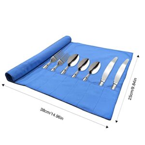 Ikaufen 8Pcs Silver Storage Bags Anti Tarnish Flannel Silver Protector Bags Blue Holder for Silverware Flatware Storage Organizer Silver Storage Cloth with White Ribbon for Kitchen Utensils