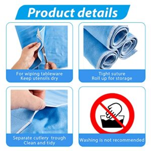 Ikaufen 8Pcs Silver Storage Bags Anti Tarnish Flannel Silver Protector Bags Blue Holder for Silverware Flatware Storage Organizer Silver Storage Cloth with White Ribbon for Kitchen Utensils