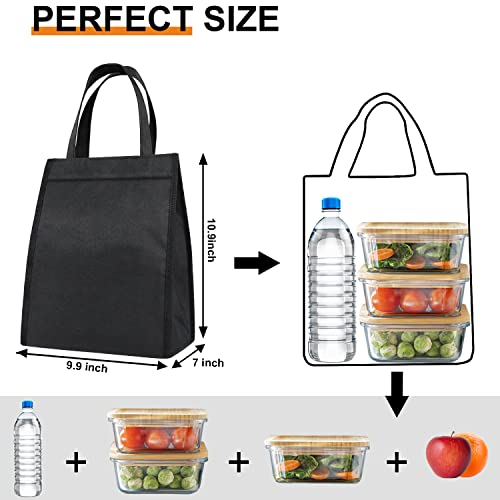 Lunch Bag for Women Men, Insulated Lunch Bag, Large Adult Lunch Box Tote Bag with Interior Pockets, School Lunch Box for Teens Kids, Reusable Portable Lunch Bag for Office, Work,School, Travel, Black