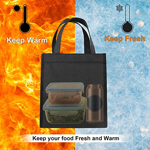 Lunch Bag for Women Men, Insulated Lunch Bag, Large Adult Lunch Box Tote Bag with Interior Pockets, School Lunch Box for Teens Kids, Reusable Portable Lunch Bag for Office, Work,School, Travel, Black