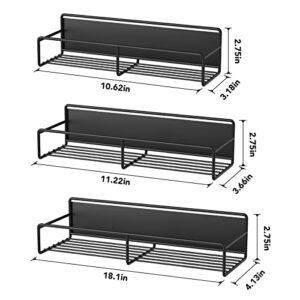 Magnetic Spice Rack Organizer 3 Pack, Magnetic Spice Rack for Refrigerator, Magnetic Shelf for Holding Spices, Jars, Seaoning and Bottle, Metal&Black