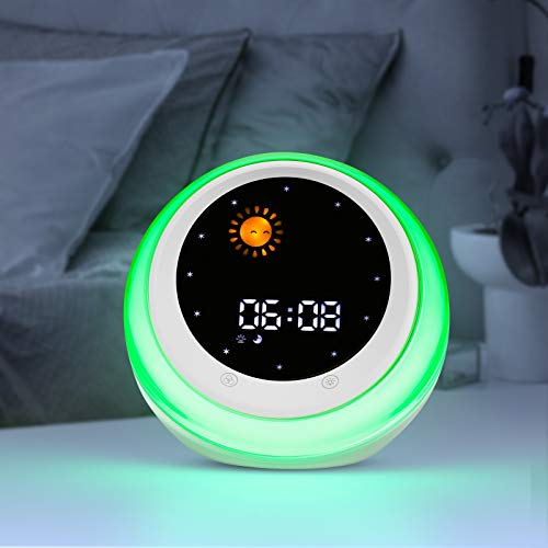 I·CODE Time to Wake Alarm Clock for Kids, Children's Sleep Trainer, Kids Wake Up Light, Sleep Sound Machine