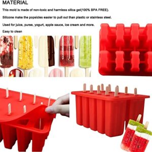 Homemade Popsicle Molds Shapes, Silicone Frozen Ice Popsicle Maker-BPA Free, with 50 Popsicle Sticks, 50 Popsicle Bags, 10 Reusable Popsicle Sticks, Funnel and Ice Pop Recipes