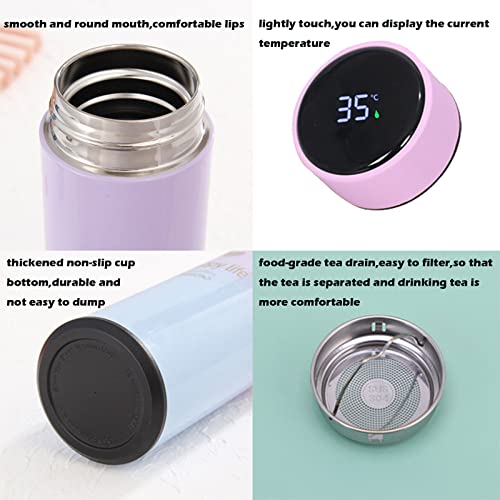 Smart Water Bottle Insulated Water Bottle Coffee Bottle Travel Coffee Mug Flasks for Hot and and Cold Drinks 16.9 oz/500ml (Gradient pink))