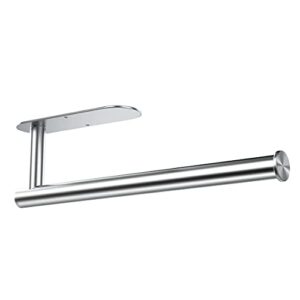 paper towel holder wall mount-adhesive or drilling stainless steel paper towel holder under cabinet mount for kitchen bathroom (silver)