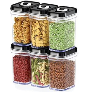 dwËllza kitchen airtight food storage containers with lids – 6 piece set air tight kitchen storage containers for pantry organization and storage – clear plastic bpa-free – keeps food fresh & dry