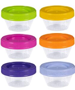 arno food containers screw and seal lid twist tap storage organizer twist cap 2.0 oz set of 6 bpa free