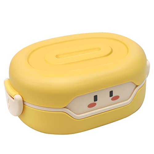 Bento Lunch Box For Kids, Leak Proof, 2 Grid Heat Insulation Design Portable Lunch Box Kids，BPA Free Bento Lunch Box, Microwave Safe Meal Prep Container (Yellow)