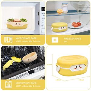 Bento Lunch Box For Kids, Leak Proof, 2 Grid Heat Insulation Design Portable Lunch Box Kids，BPA Free Bento Lunch Box, Microwave Safe Meal Prep Container (Yellow)