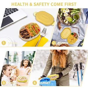 Bento Lunch Box For Kids, Leak Proof, 2 Grid Heat Insulation Design Portable Lunch Box Kids，BPA Free Bento Lunch Box, Microwave Safe Meal Prep Container (Yellow)