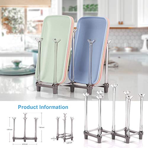 MRT Retractable Cup Drying Rack, Retractable Drying Rack and Sports Bottle Drainer Stand, Plastic Bag Drying Rack and Mug Tree with Antiskid Bottom for Kitchen Countertop(Gray)