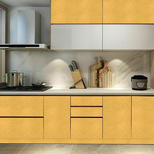 Gold Self Adhesive Contact Paper 15.7"x118" Metallic Gold Wallpaper Stick and Peel Contact Paper Kitchen Oil Proof Waterproof Backsplash Wallpaper for Countertop Cabinet Drawer Shelf Furniture Decor
