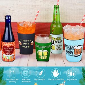 16 Pieces Beer Can Sleeves Funny Quotes Beer Can Coolers Insulated Beer Soda Can Cover 12 oz Neoprene Beer Holder Non Slip Colored Drink Can Covers for Beer Cans and Bottles Home Kitchen Office Bar