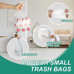 4 Gallon Small Trash Bags, Magesh 4 Gallon Trash Bag Strong, Leakage-Free, Small Garbage Bags 4 Gallon Unscented Thick for Bathroom, Office, Kitchen Small Trash Can, 15L, 105 Bags, Clear