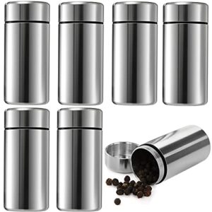 dicunoy 6 pack airtight storage jars with lids, 2oz small portable aluminum storage containers, waterproof mini metal tins, pocket bottles for spices, coffee, tea, traveling