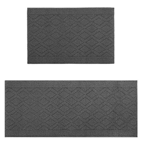 48x20 Inch/30X20 Inch Kitchen Rug Mats Made of 100% Polypropylene 2 Pieces Soft Kitchen Mat Specialized in Anti Slippery and Machine Washable (Grey)