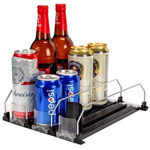drink organizer for fridge | refrigerator bottle can organizer, self-pushing soda can dispenser holds up to 12 cans, beverage storage for pantry/vending machine
