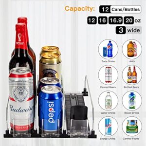 Drink Organizer for Fridge | Refrigerator Bottle Can Organizer, Self-Pushing Soda Can Dispenser Holds Up to 12 Cans, Beverage Storage for Pantry/Vending Machine