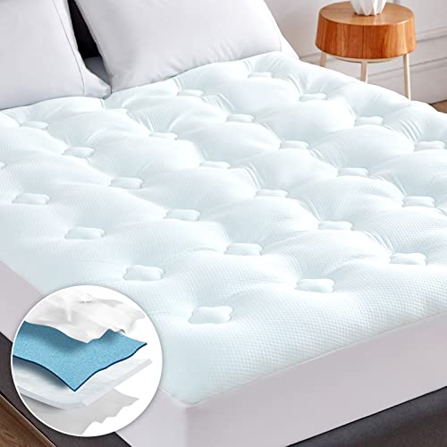 Hansleep Memory Foam Mattress Topper Queen Size, Mattress Pad Queen Size with Deep Pocket, Breathable Air Mattress Cover, 60x80 Inches