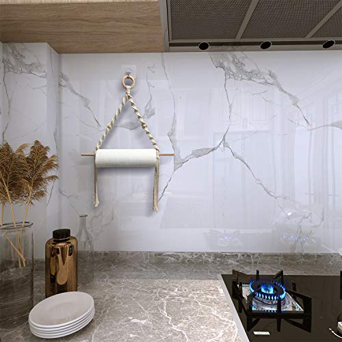 Boho Paper Towel Holder - Macrame Paper Towel Hanging for Kitchen Bathroom
