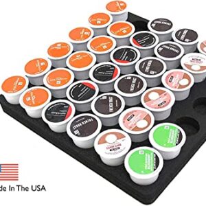 Polar Whale Coffee Pod Storage Organizer Slim Tray Drawer Insert for Kitchen Home Office Waterproof Washable 12.5 X 12.5 Inches Holds 36 Compatible with Keurig K-Cup Made in The USA