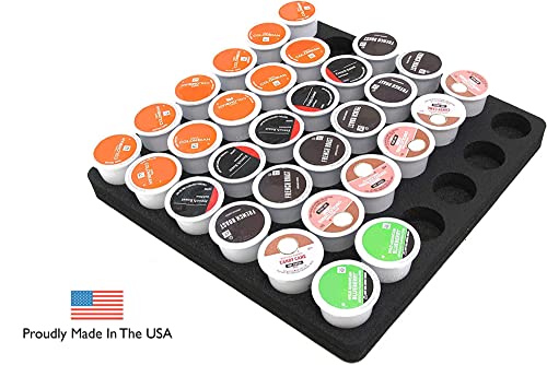 Polar Whale Coffee Pod Storage Organizer Slim Tray Drawer Insert for Kitchen Home Office Waterproof Washable 12.5 X 12.5 Inches Holds 36 Compatible with Keurig K-Cup Made in The USA