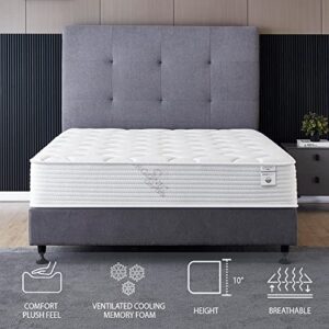 Queen Size Mattress - 10 Inch Cool Memory Foam & Spring Hybrid Mattress with Breathable Cover - Comfort Plush Euro Pillow Top - Rolled in a Box - Oliver & Smith