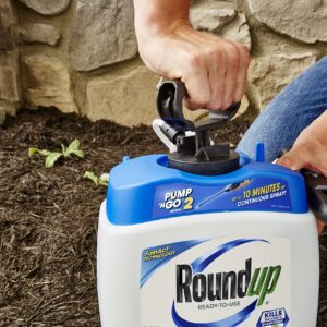 Roundup Ready-To-Use Weed & Grass Killer III -- with Pump 'N Go 2 Sprayer, Use in & Around Vegetable Gardens, Tree Rings, Flower Beds, Patios & More, Kills to the Root, 1.33 gal.