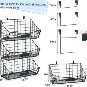 Over Cabinet Door Organizer, Storage Basket 3 Pack with Name Plate Hang Over the Door Railing Grid Panel for Kitchen Pantry Bathroom Laundry, Holds Shampoo Cleaning Supplies Spice Dish Soap