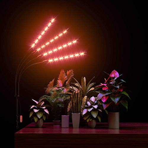 FRENAN Grow Light with Stand, Grow Lights for Indoor Plants with Red Blue Spectrum, 10 Dimmable Brightness, 4/8/12H Timer, 3 Switch Modes, Adjustable Gooseneck, Suitable for Various Plants Growth