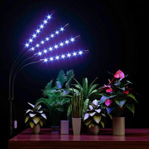 FRENAN Grow Light with Stand, Grow Lights for Indoor Plants with Red Blue Spectrum, 10 Dimmable Brightness, 4/8/12H Timer, 3 Switch Modes, Adjustable Gooseneck, Suitable for Various Plants Growth