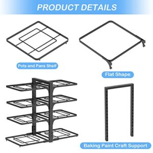 Pan Organizer Rack for Cabinet,8 Tiers Pots and Pans Organizer for Kitchen Organization & Storage, Height Adjustable Pot Lid Holders & Pan Rack ,Non-Slip Space Saving Pan Rack Holder（BLACK）