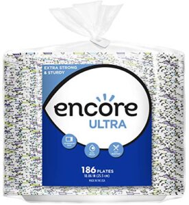 encore ultra paper plates, 186 count (pack of 2)
