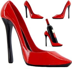 bellaa 21381 wine bottle holder shoe red black high heel shaped stiletto 8 inch tall