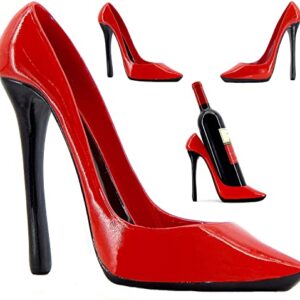 Bellaa 21381 Wine Bottle Holder Shoe Red Black High Heel Shaped Stiletto 8 Inch Tall