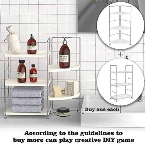 kaileyouxiangongsi 3-Tier Bathroom Countertop Organizer - Vanity Tray Cosmetic & Makeup Storage- Kitchen Spice Rack Standing Shelf - Corner Storage Shelf , Silver