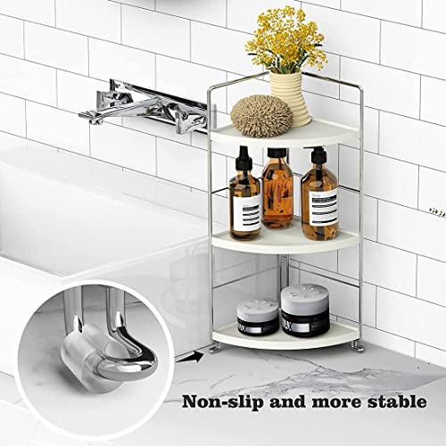 kaileyouxiangongsi 3-Tier Bathroom Countertop Organizer - Vanity Tray Cosmetic & Makeup Storage- Kitchen Spice Rack Standing Shelf - Corner Storage Shelf , Silver