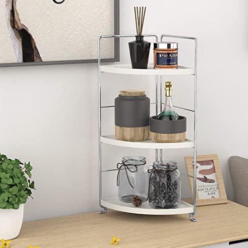 kaileyouxiangongsi 3-Tier Bathroom Countertop Organizer - Vanity Tray Cosmetic & Makeup Storage- Kitchen Spice Rack Standing Shelf - Corner Storage Shelf , Silver