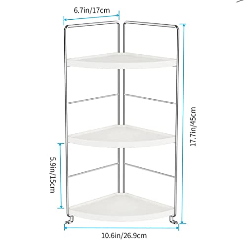 kaileyouxiangongsi 3-Tier Bathroom Countertop Organizer - Vanity Tray Cosmetic & Makeup Storage- Kitchen Spice Rack Standing Shelf - Corner Storage Shelf , Silver