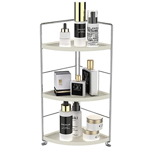 kaileyouxiangongsi 3-Tier Bathroom Countertop Organizer - Vanity Tray Cosmetic & Makeup Storage- Kitchen Spice Rack Standing Shelf - Corner Storage Shelf , Silver