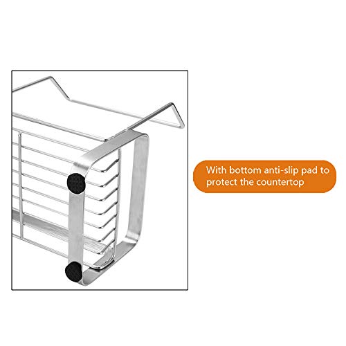 TuuTyss Stainless Steel Sink Caddy Sink Organizer,Holds Sponge for Kitchen Sink with Dish Cloth Hanger